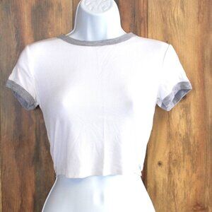 Destined Women's Cropped Tee White Gray Small